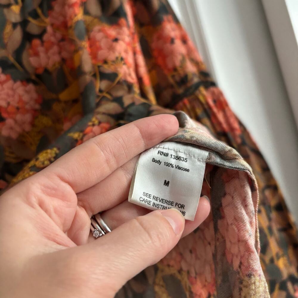 Anthropologie Love the Label Heloise Peasant Blouse Coral Boho Cottagecore M - Picture 9 of 12